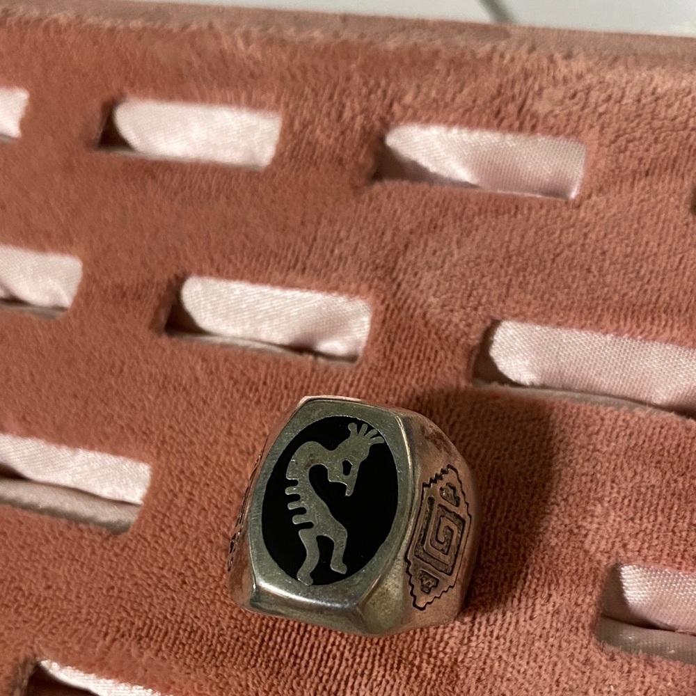 Men's Tribal Silver and Black Ring
